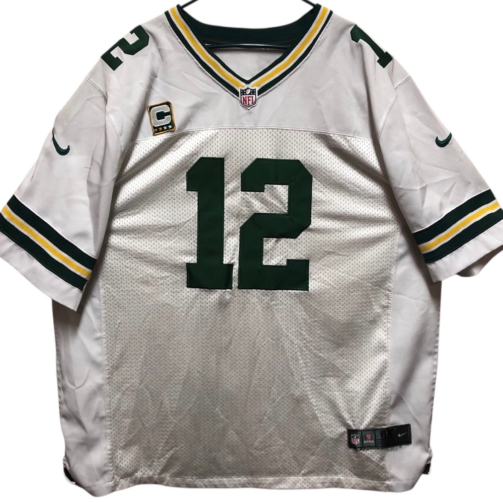 Green Bay Packers NFL 2XLNike White/GreenYellow Quarterback Football Jersey #12